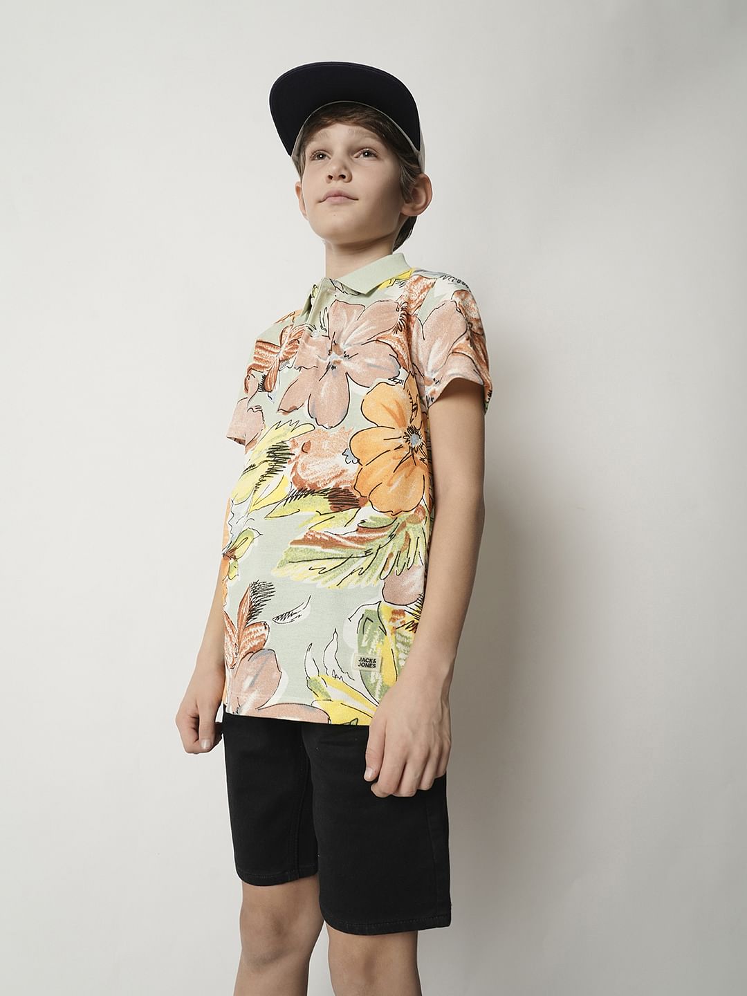 Boys Green Floral Polo T-shirt - 7/8Y