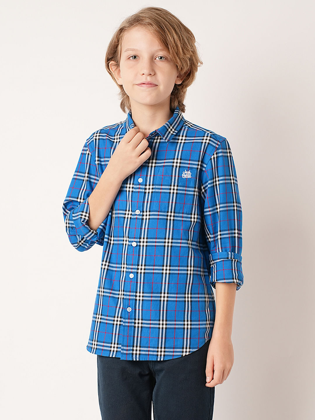 Boys Blue Check Full Sleeves Shirt