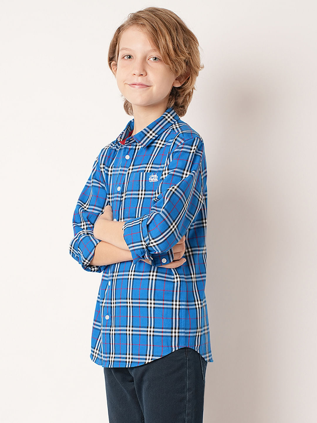 Boys Blue Check Full Sleeves Shirt