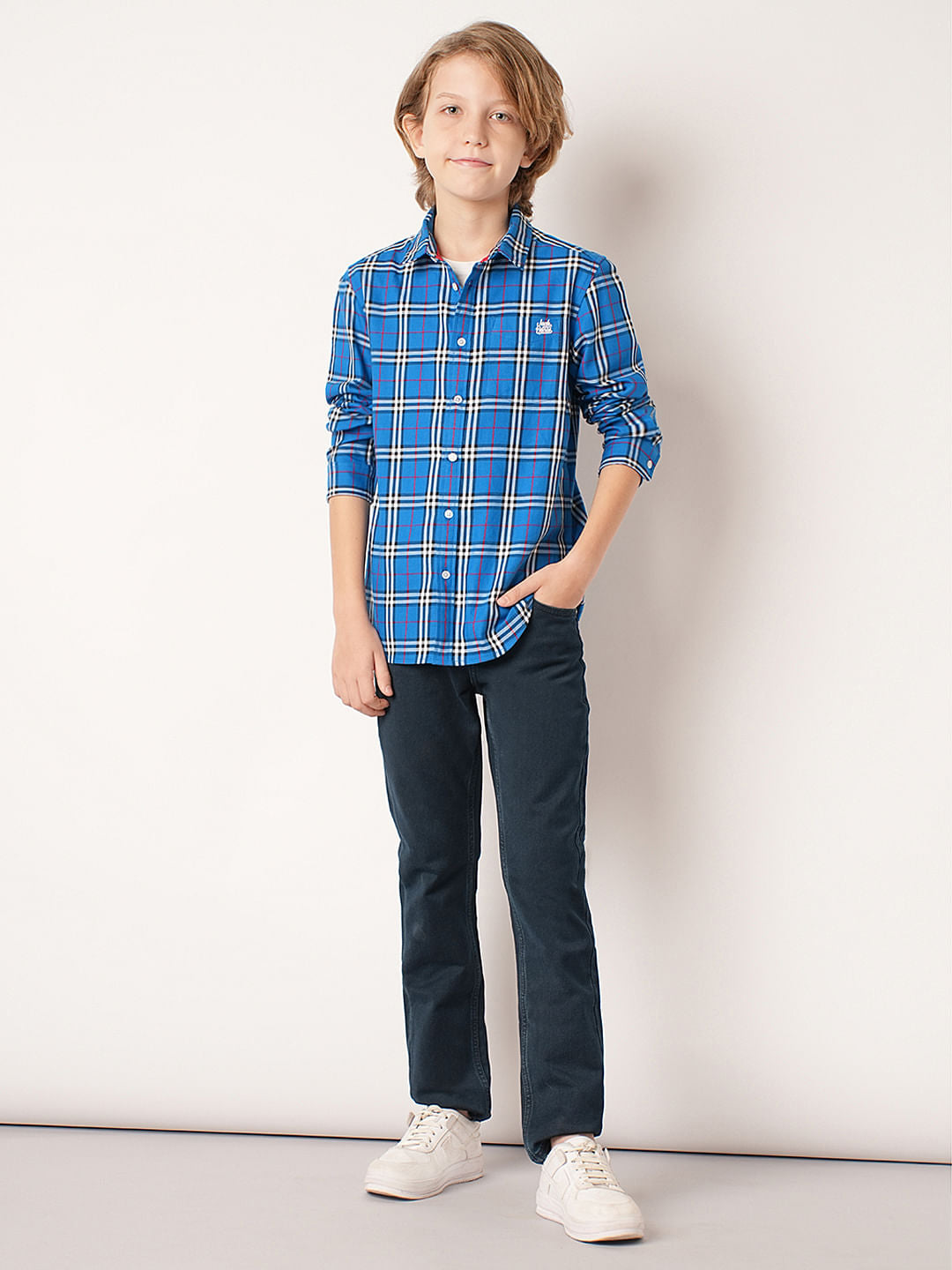 Boys Blue Check Full Sleeves Shirt