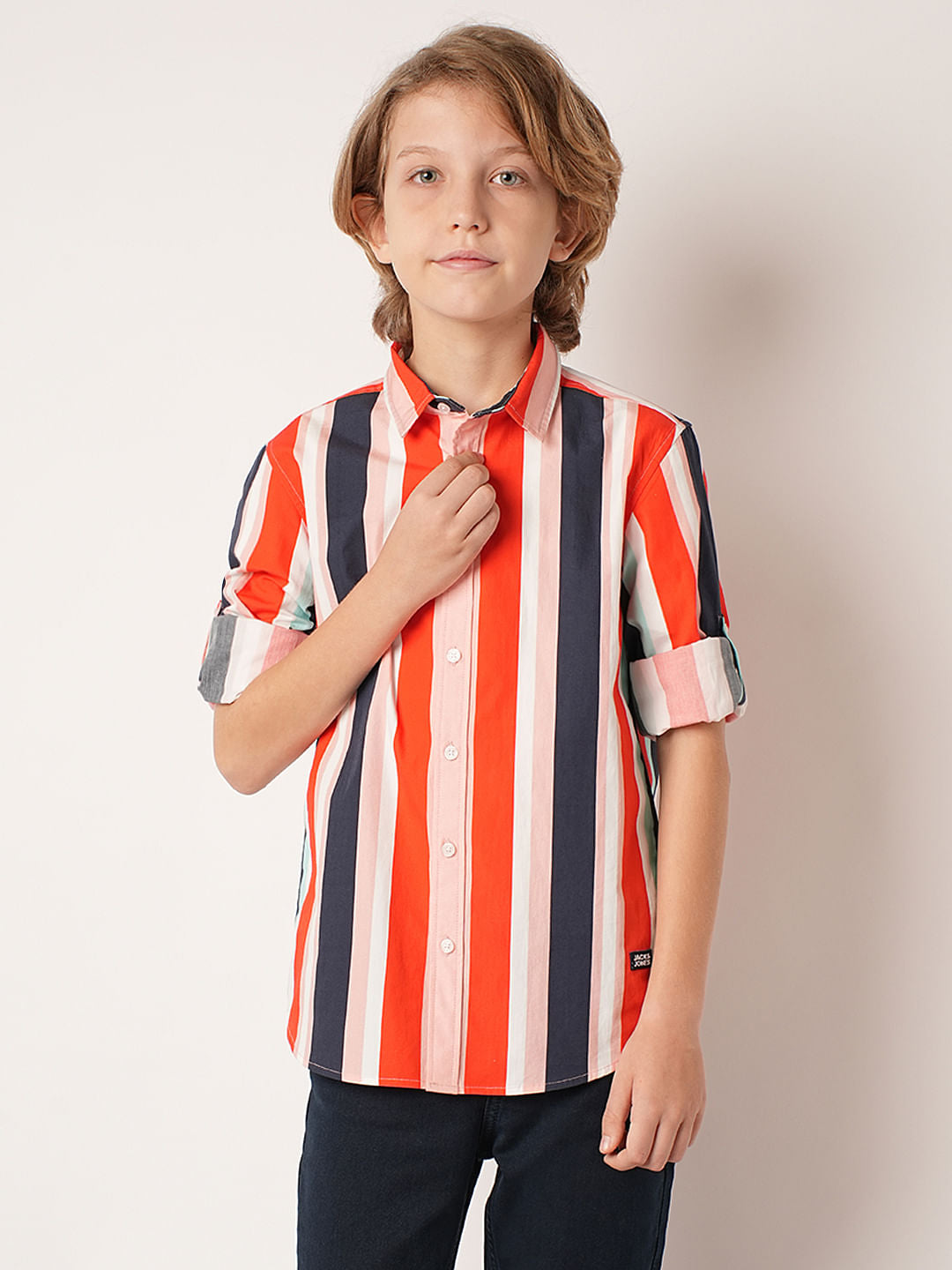 Boys Multi-Colour Striped Full Sleeves Shirt