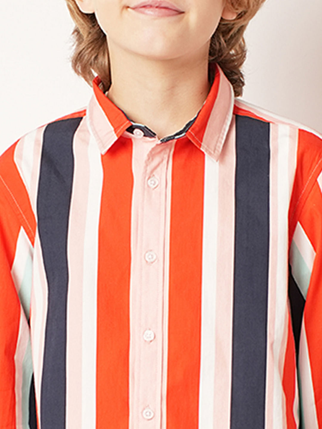 Boys Multi-Colour Striped Full Sleeves Shirt