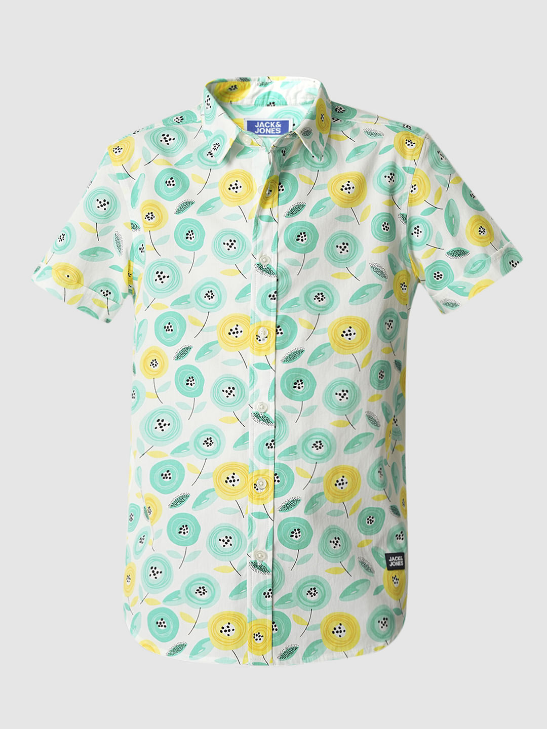 Boys Turquoise Printed Shirt