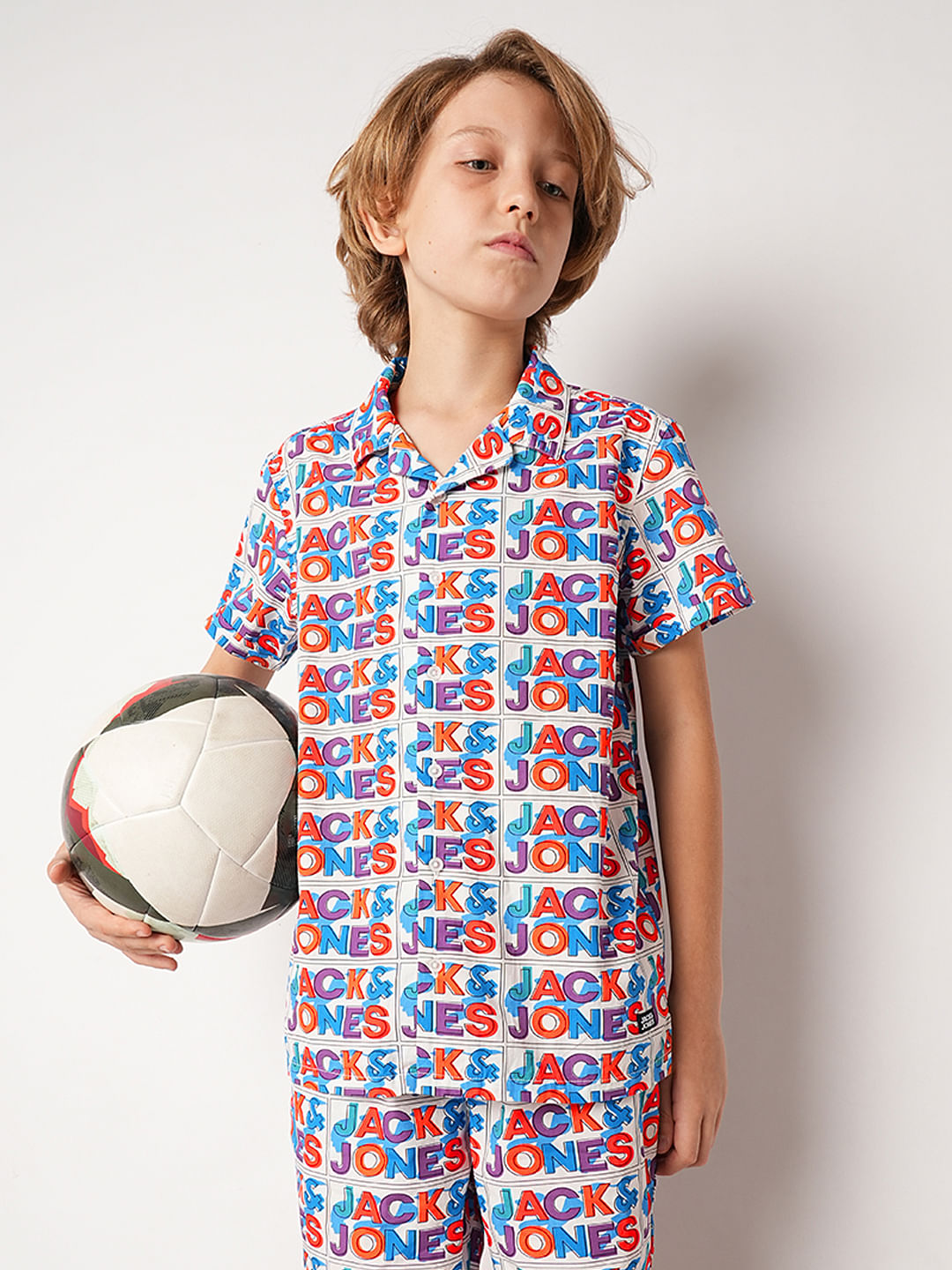 White Logo Print Co-ord Set Shirt