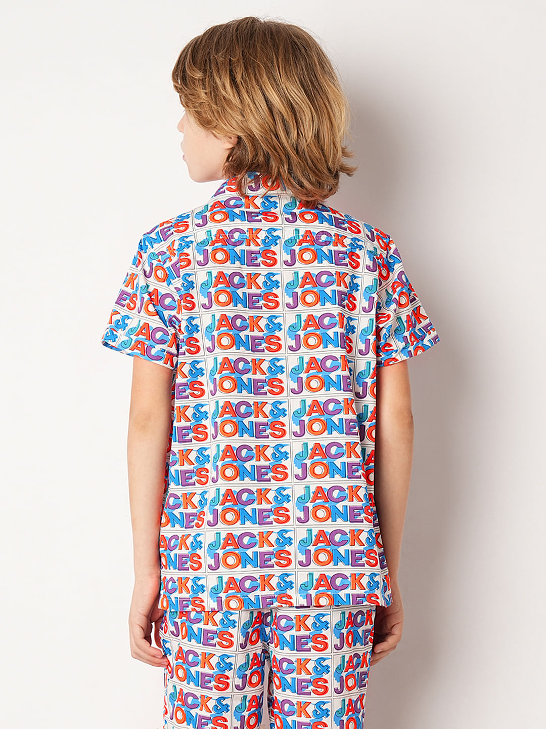 White Logo Print Co-ord Set Shirt