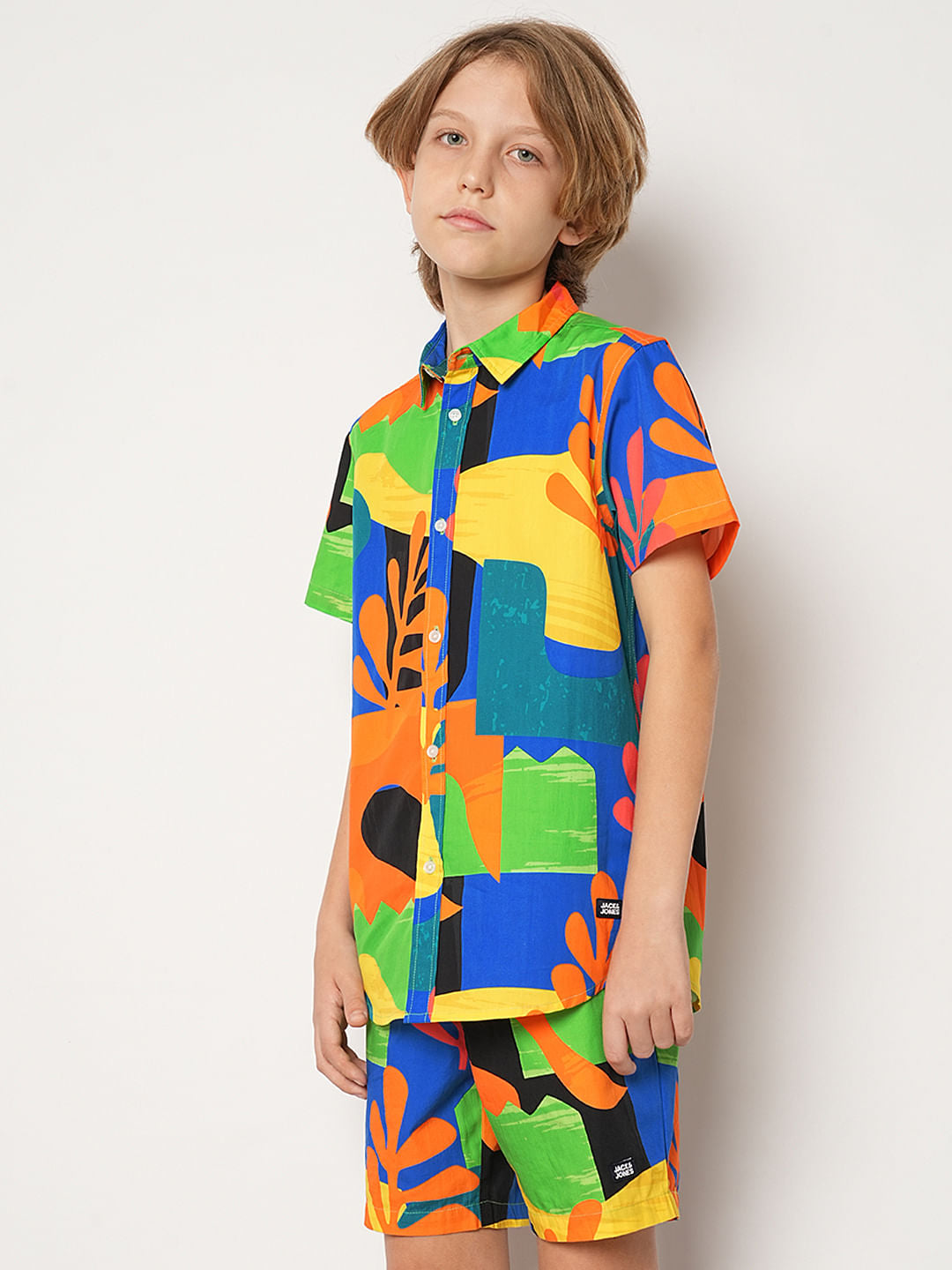 Boys Orange Art Print Co-ord Set Shirt