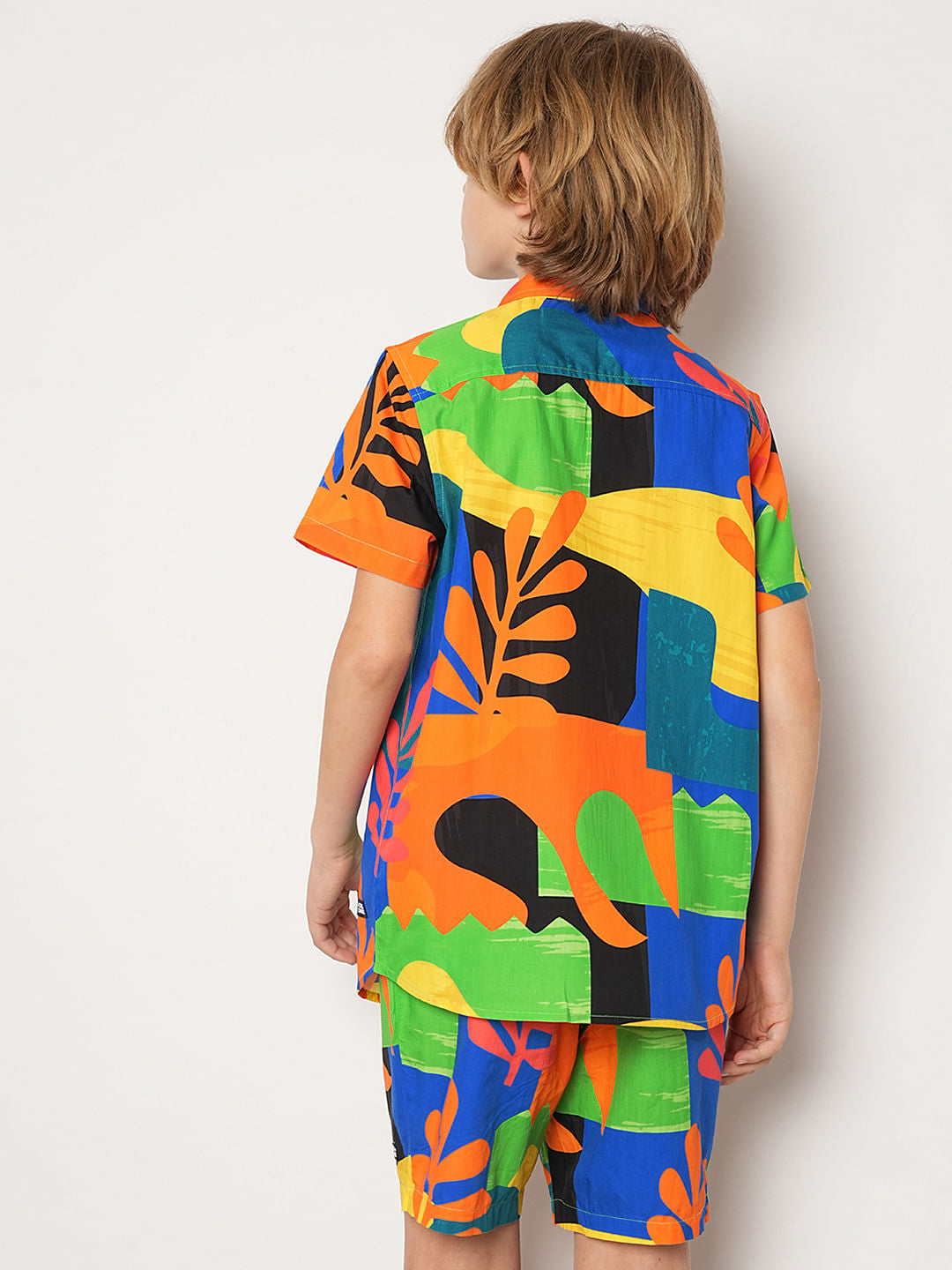 Boys Orange Art Print Co-ord Set Shirt