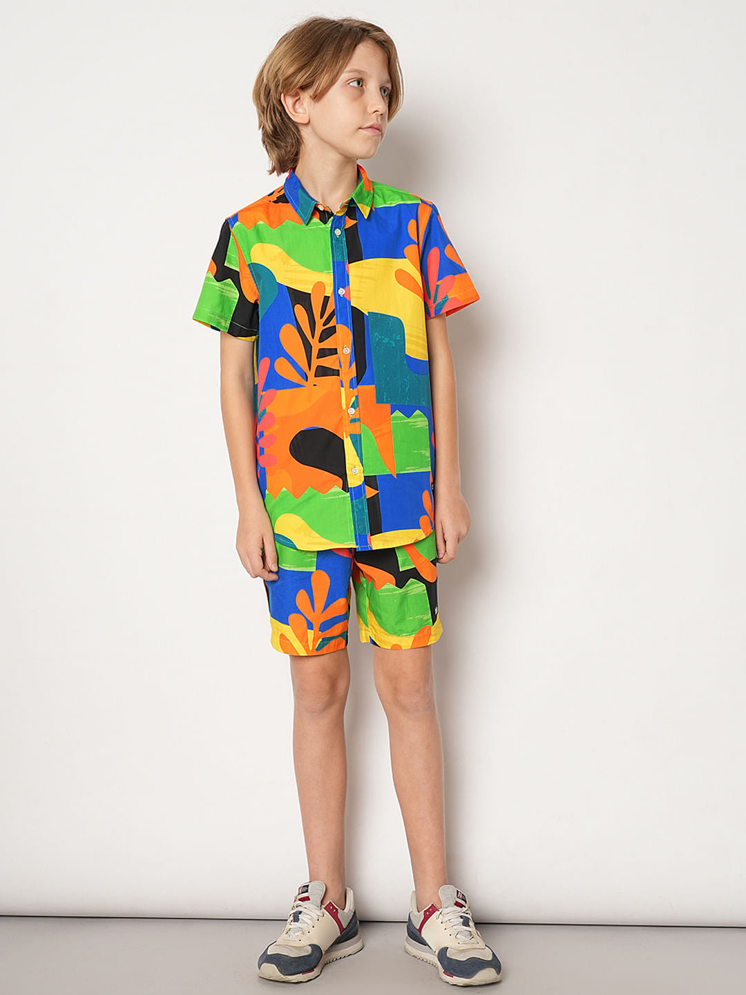 Boys Orange Art Print Co-ord Set Shirt