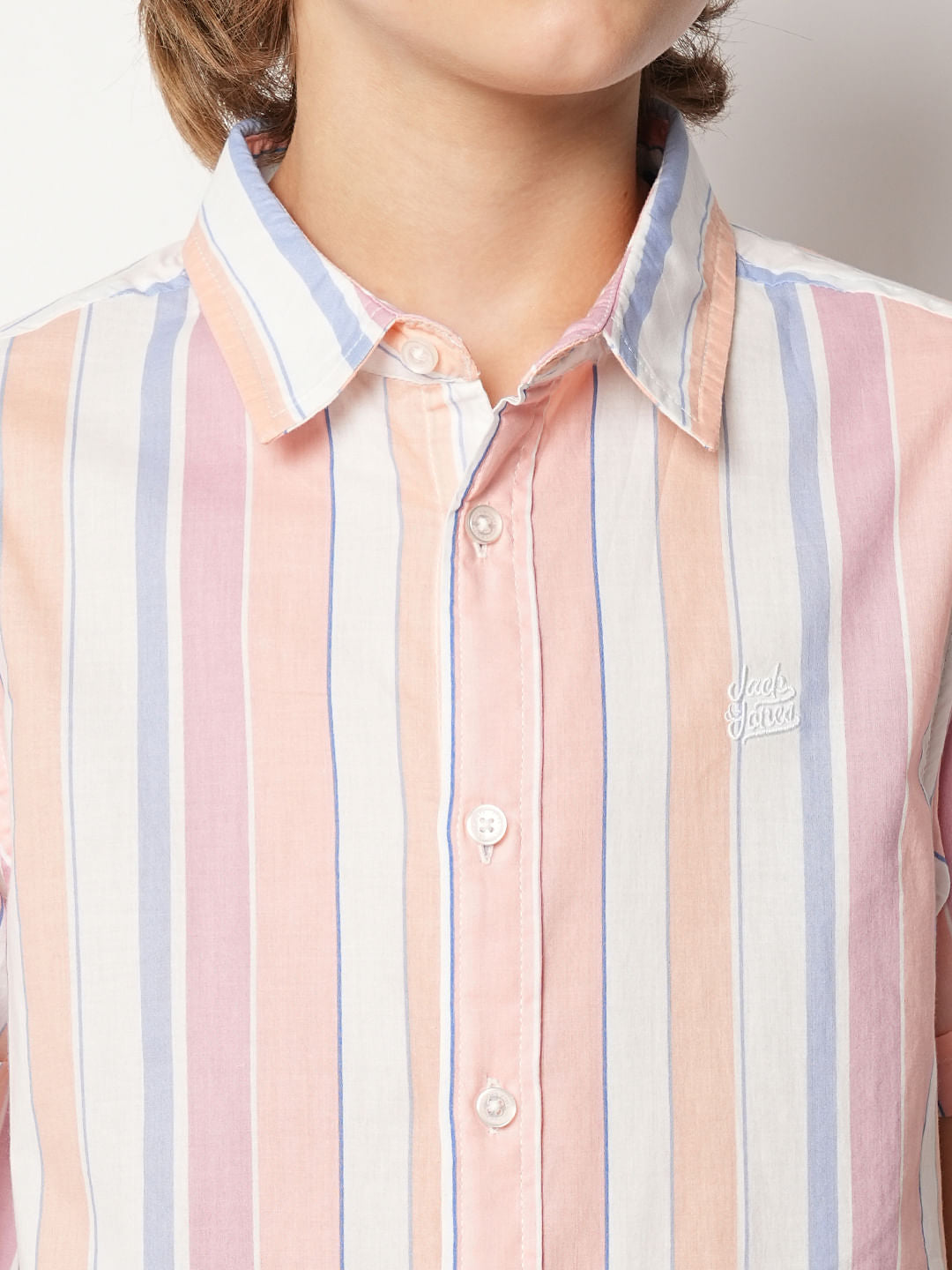 Boys Pink Striped Short Sleeves Shirt