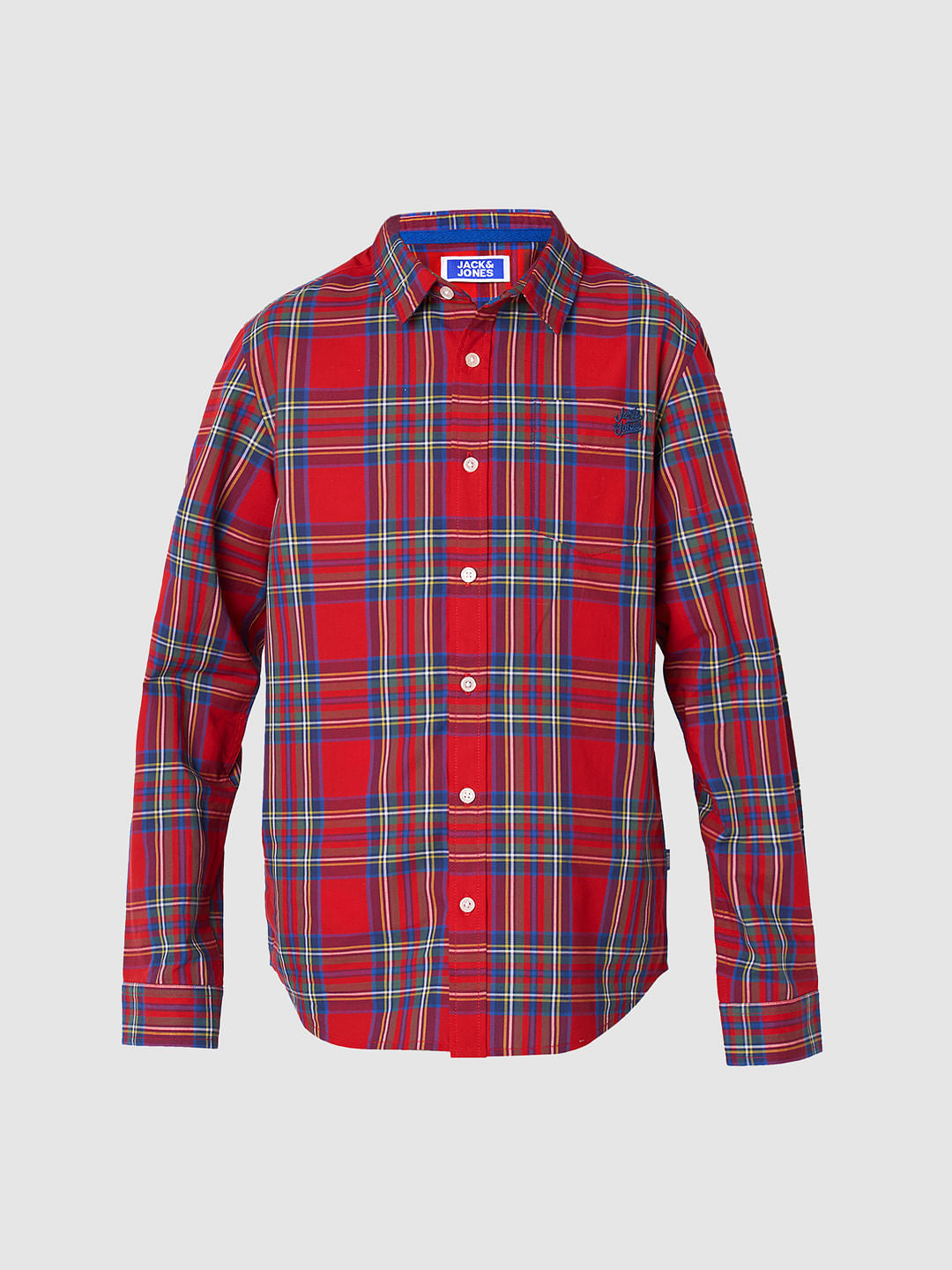 Boys Red Check Full Sleeves Shirt