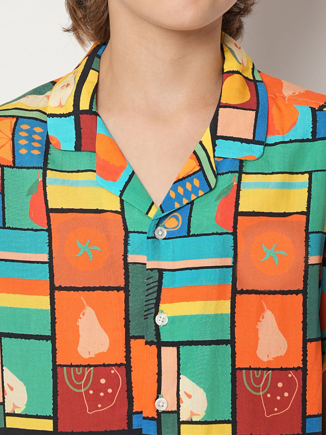 Boys Orange Printed Co-ord Set Shirt