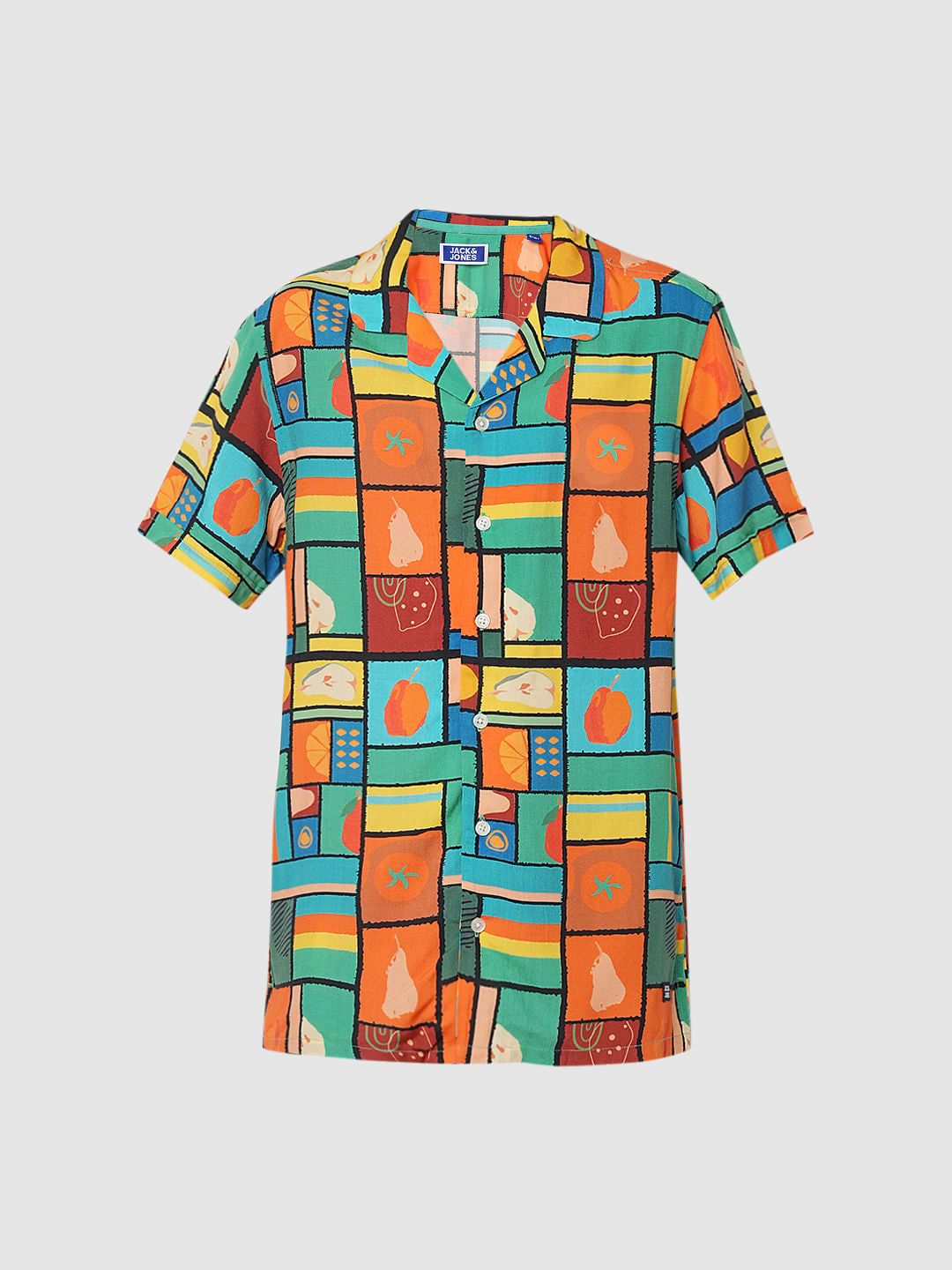 Boys Orange Printed Co-ord Set Shirt