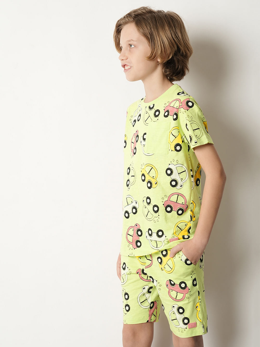 Boys Green Printed Co-ord Set T-shirt