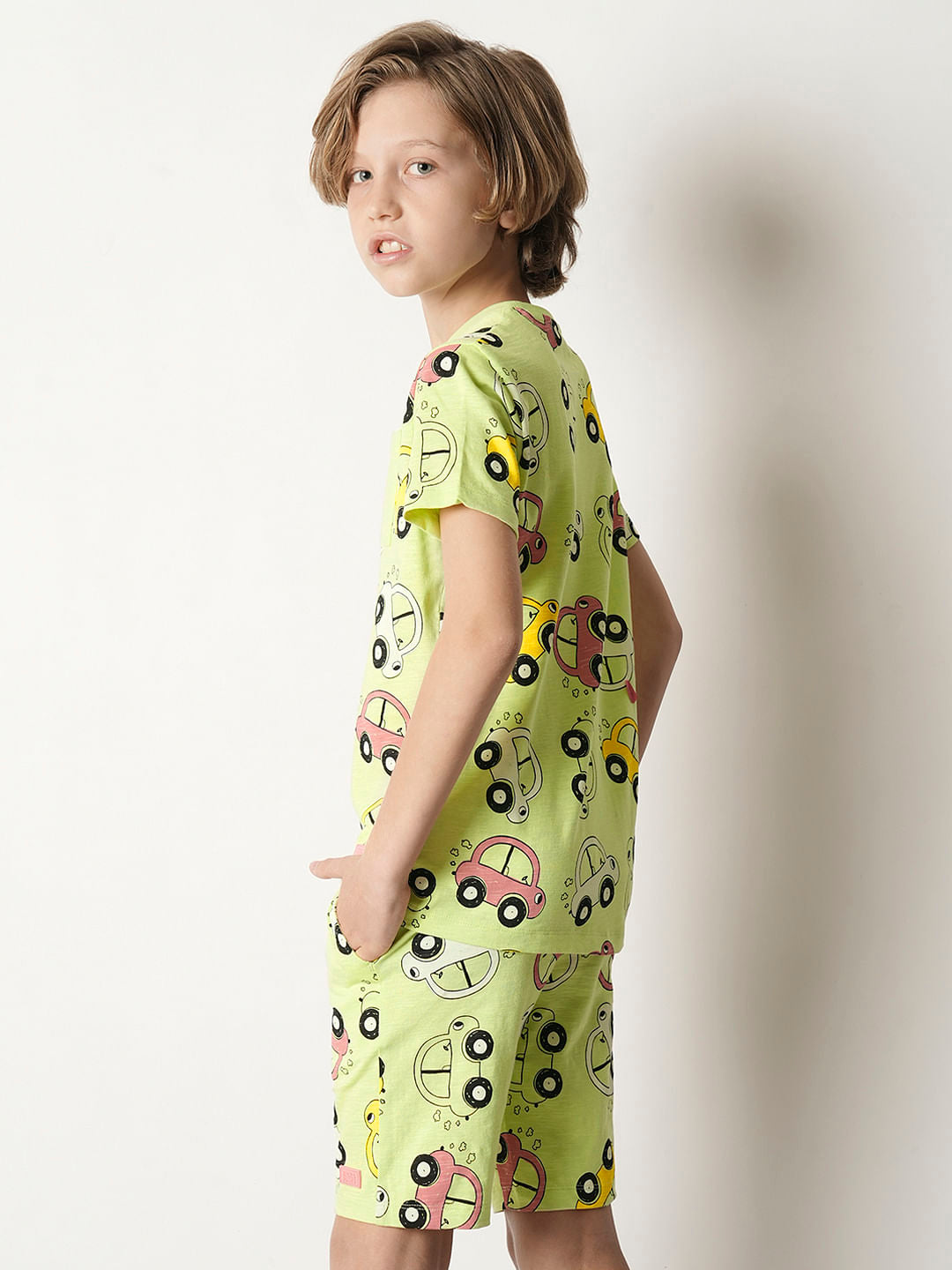 Boys Green Printed Co-ord Set T-shirt