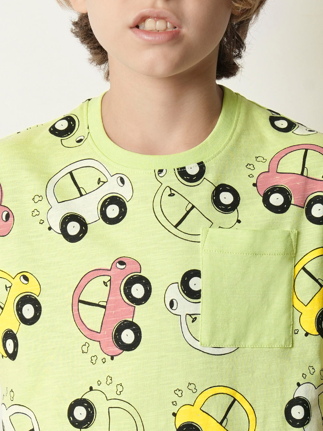 Boys Green Printed Co-ord Set T-shirt