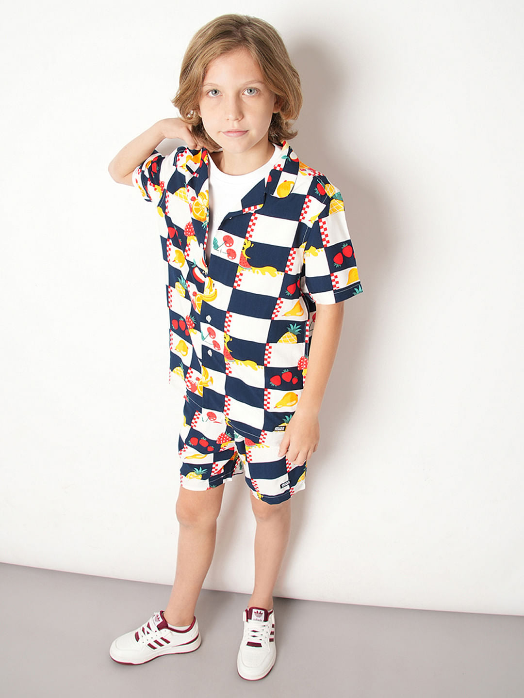 Boys Blue Check Co-ord Set Shirt