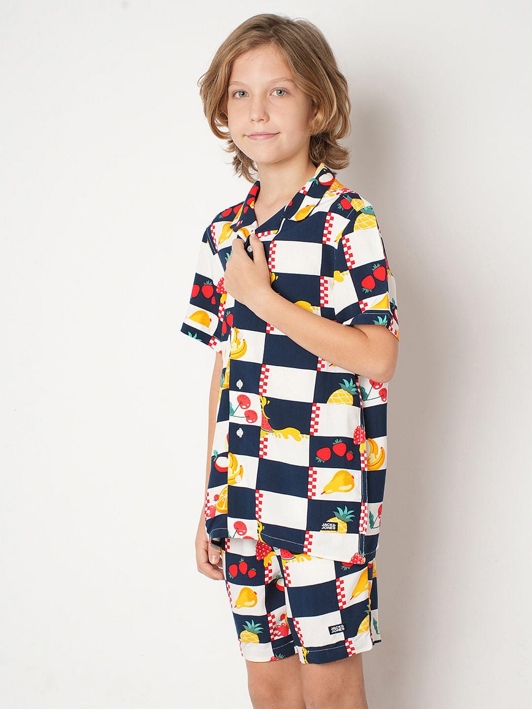 Boys Blue Check Co-ord Set Shirt