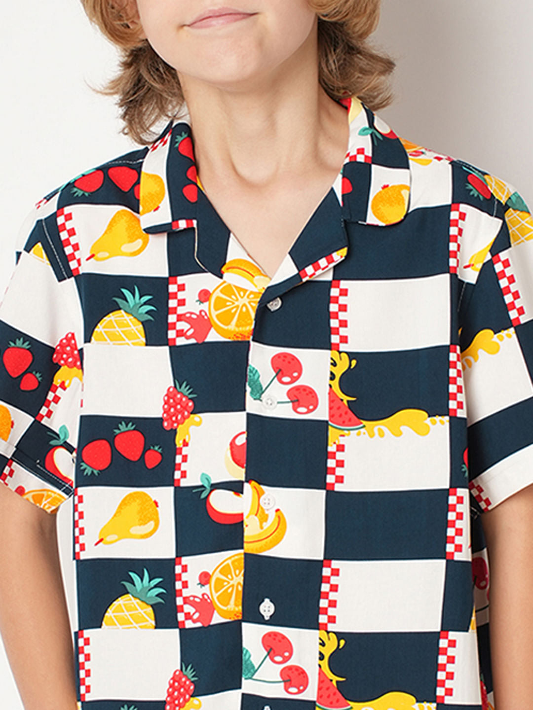 Boys Blue Check Co-ord Set Shirt