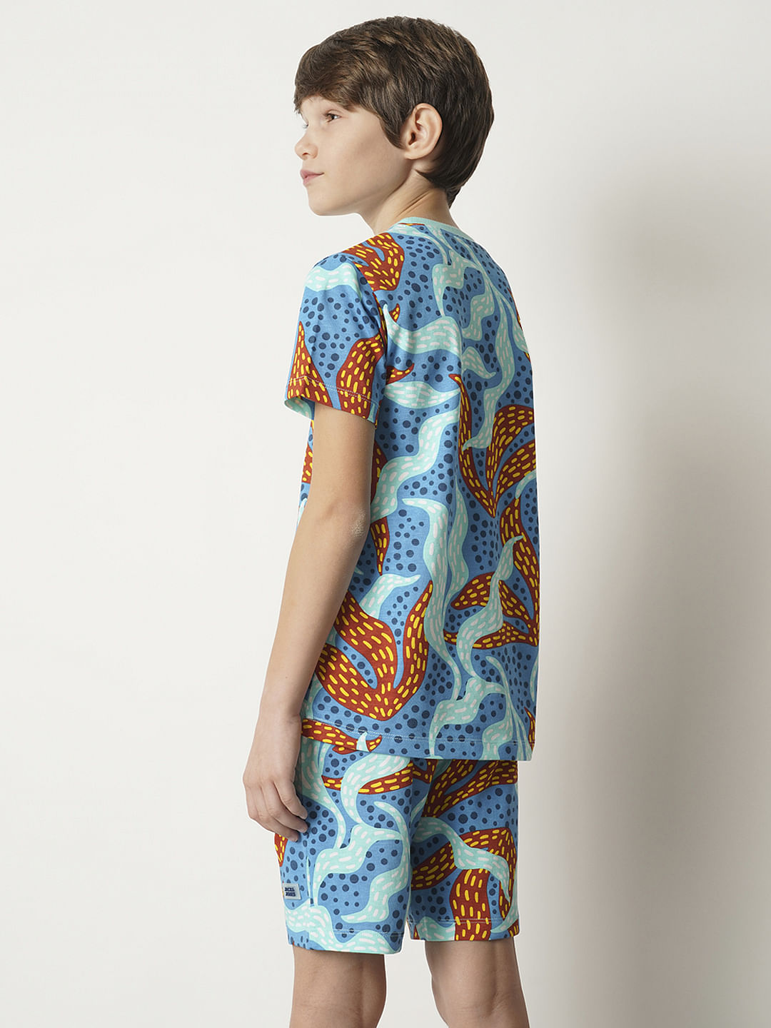 Boys Blue Coral Print Co-ord Set T-shirt