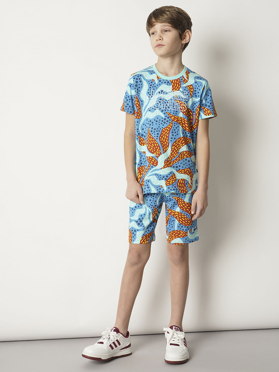 Boys Blue Coral Print Co-ord Set T-shirt