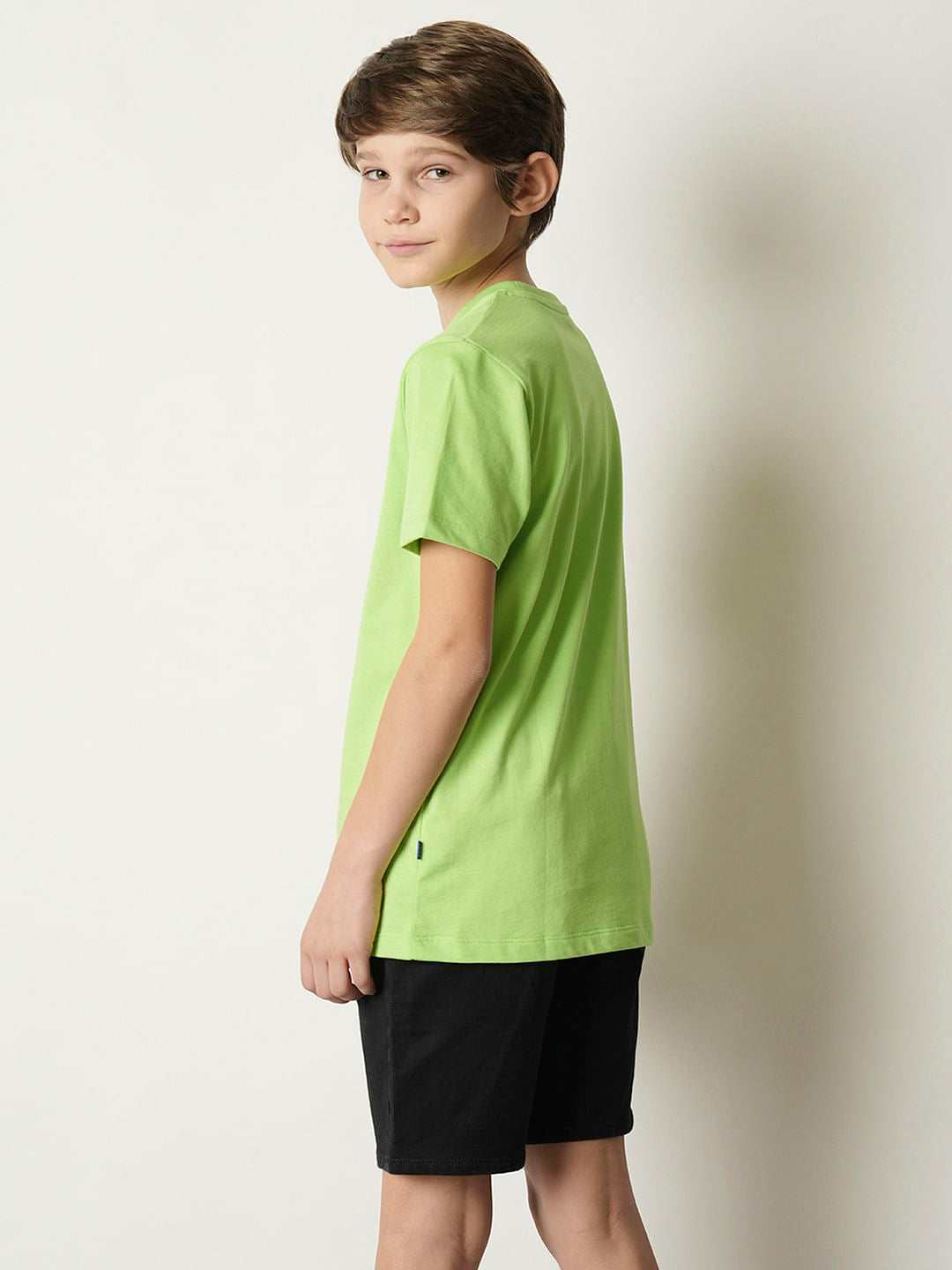 Boys Green Logo Print Crew Neck T-shirt