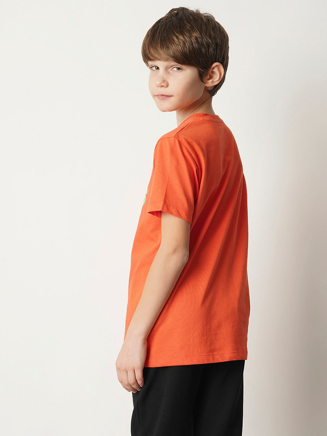 Boys Orange Logo Print T-shirt