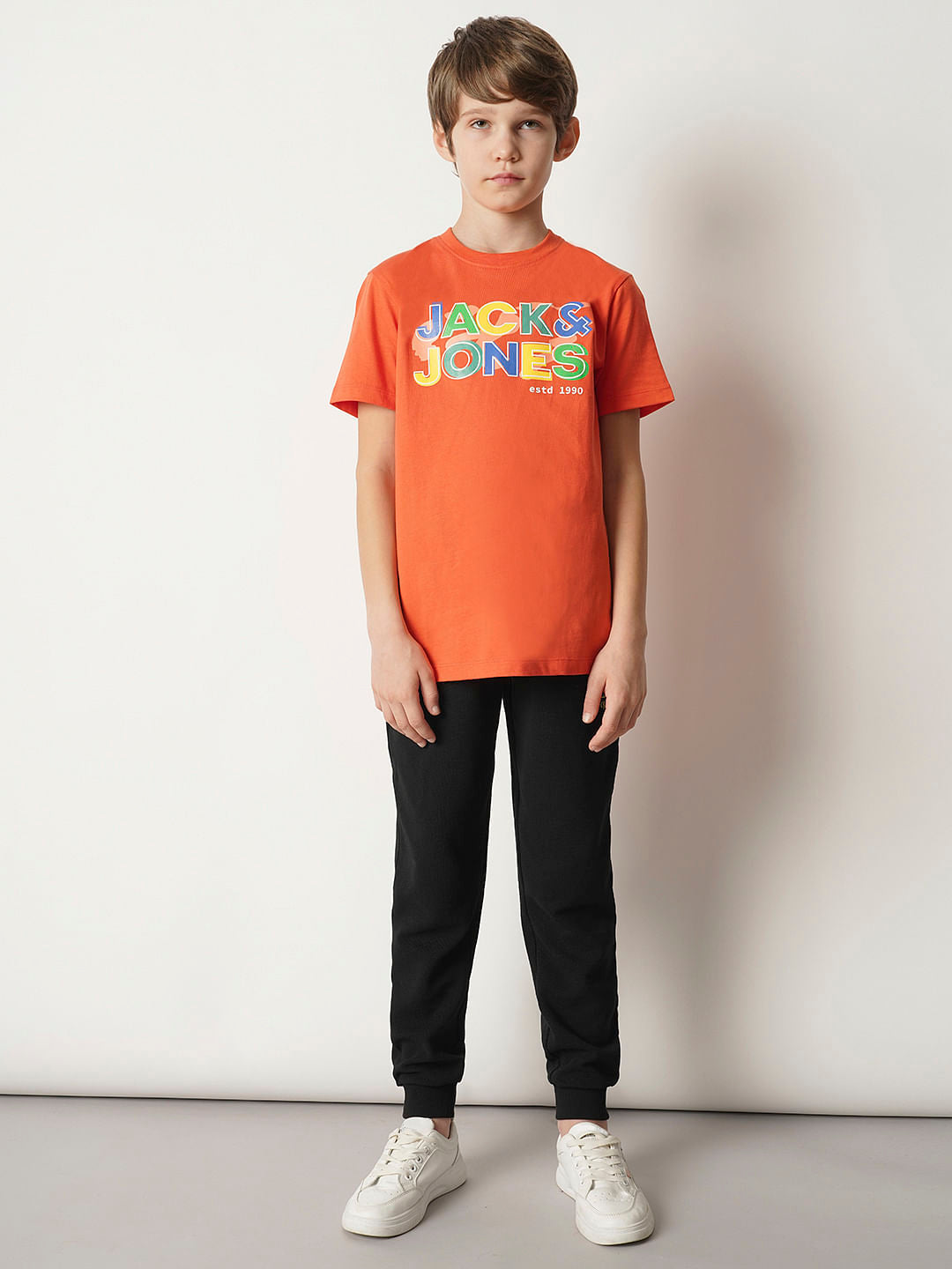 Boys Orange Logo Print T-shirt