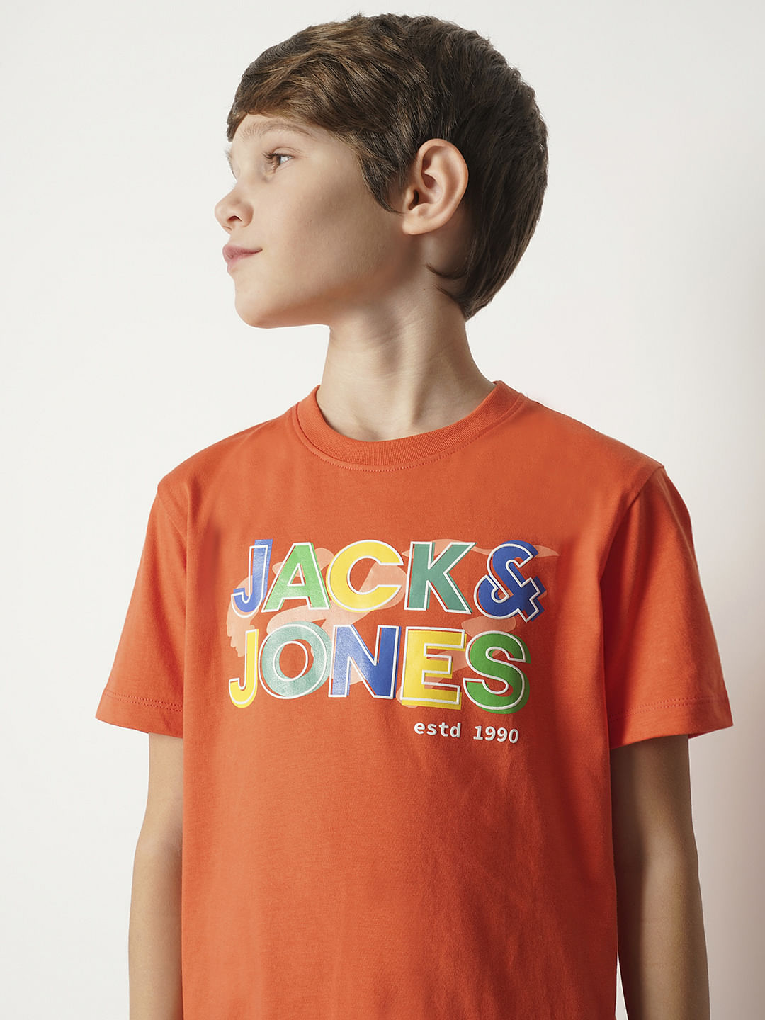 Boys Orange Logo Print T-shirt