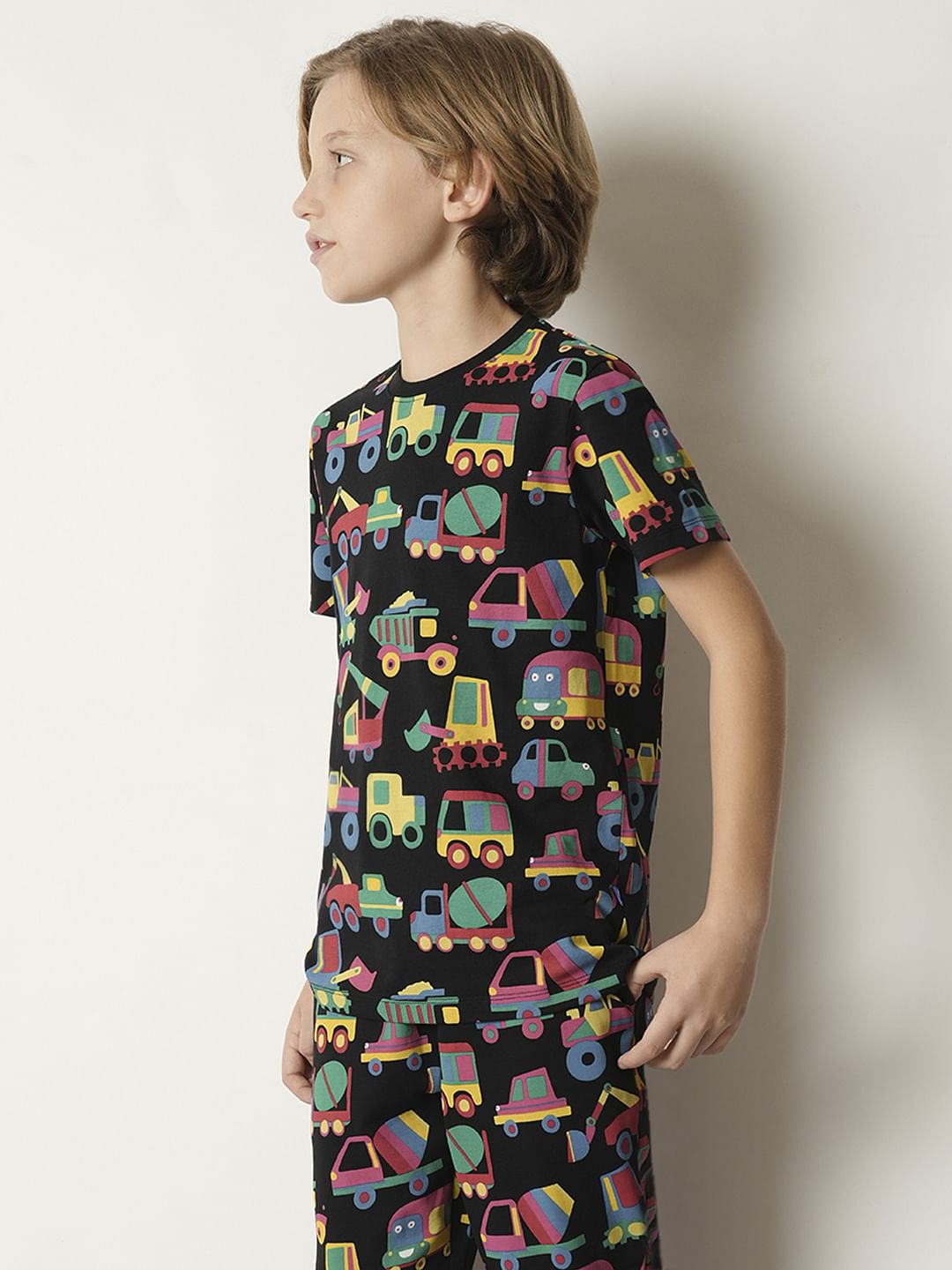 Boys Black Car Print Co-ord Set T-shirt