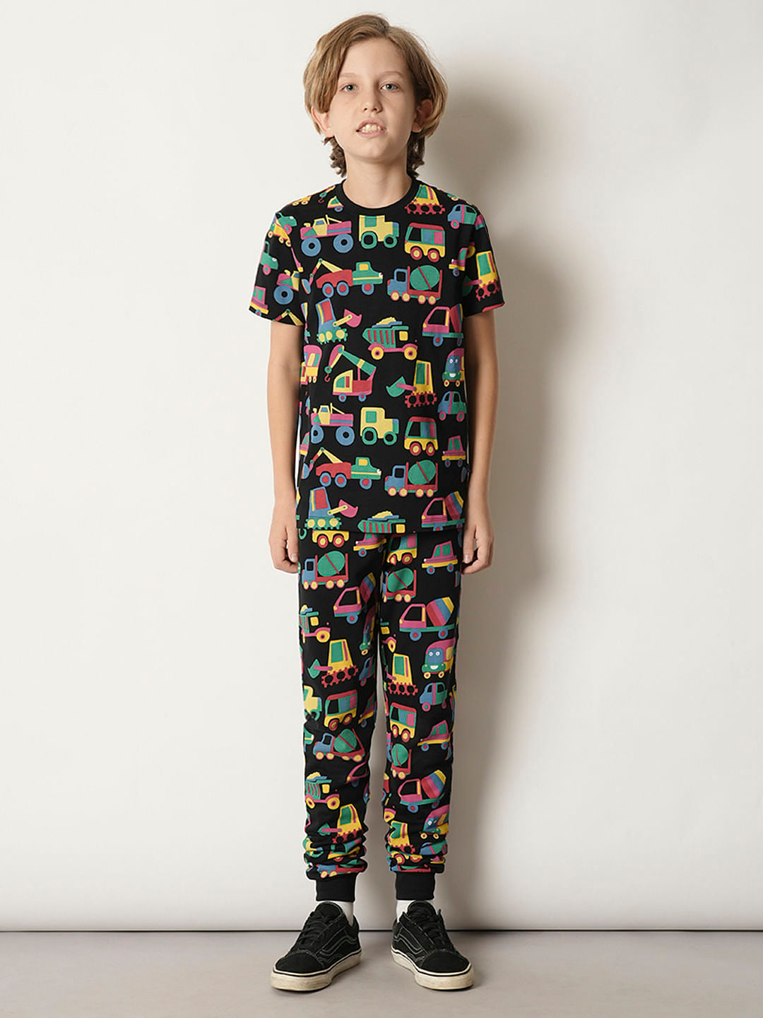 Boys Black Car Print Co-ord Set T-shirt