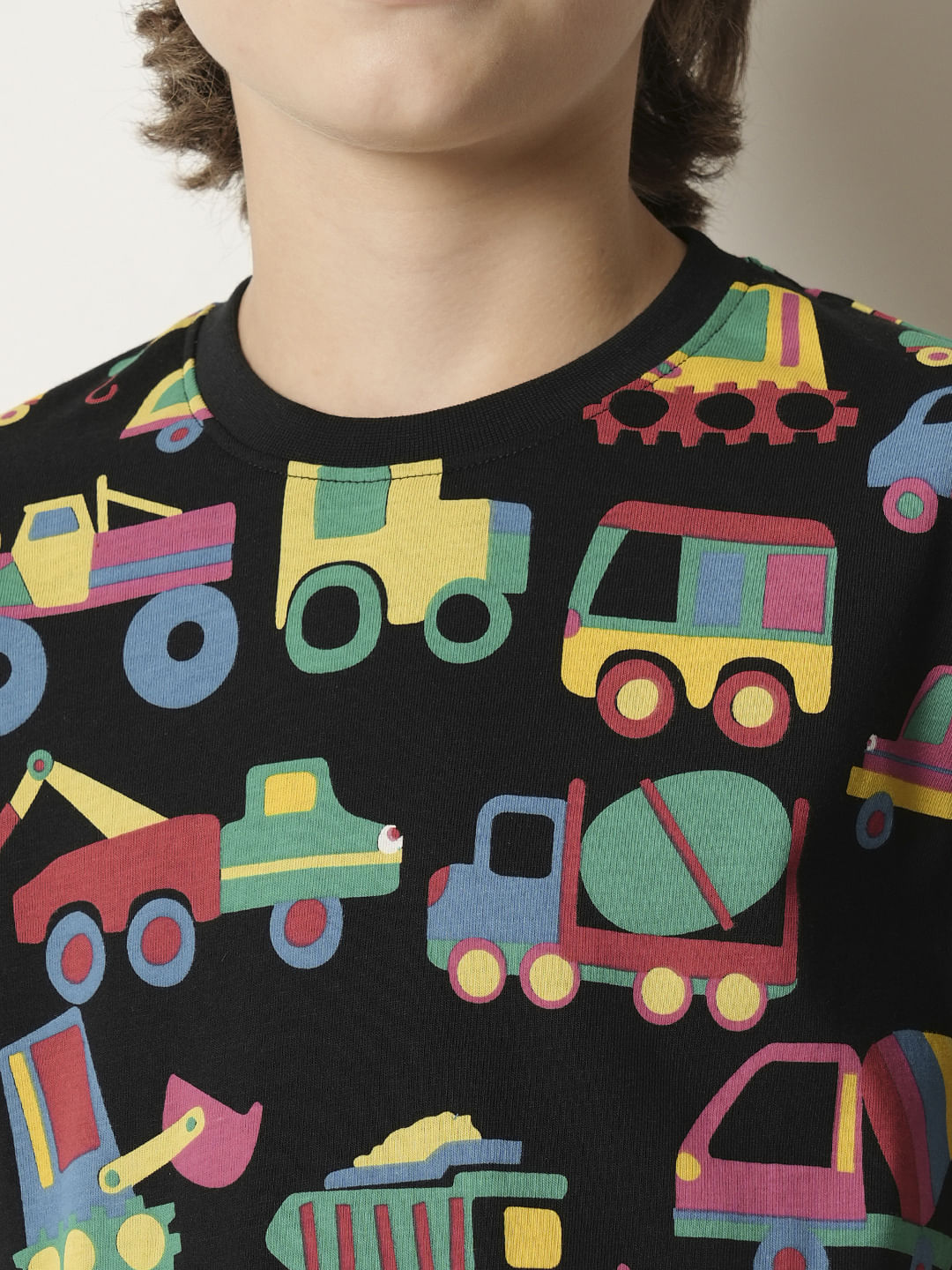 Boys Black Car Print Co-ord Set T-shirt