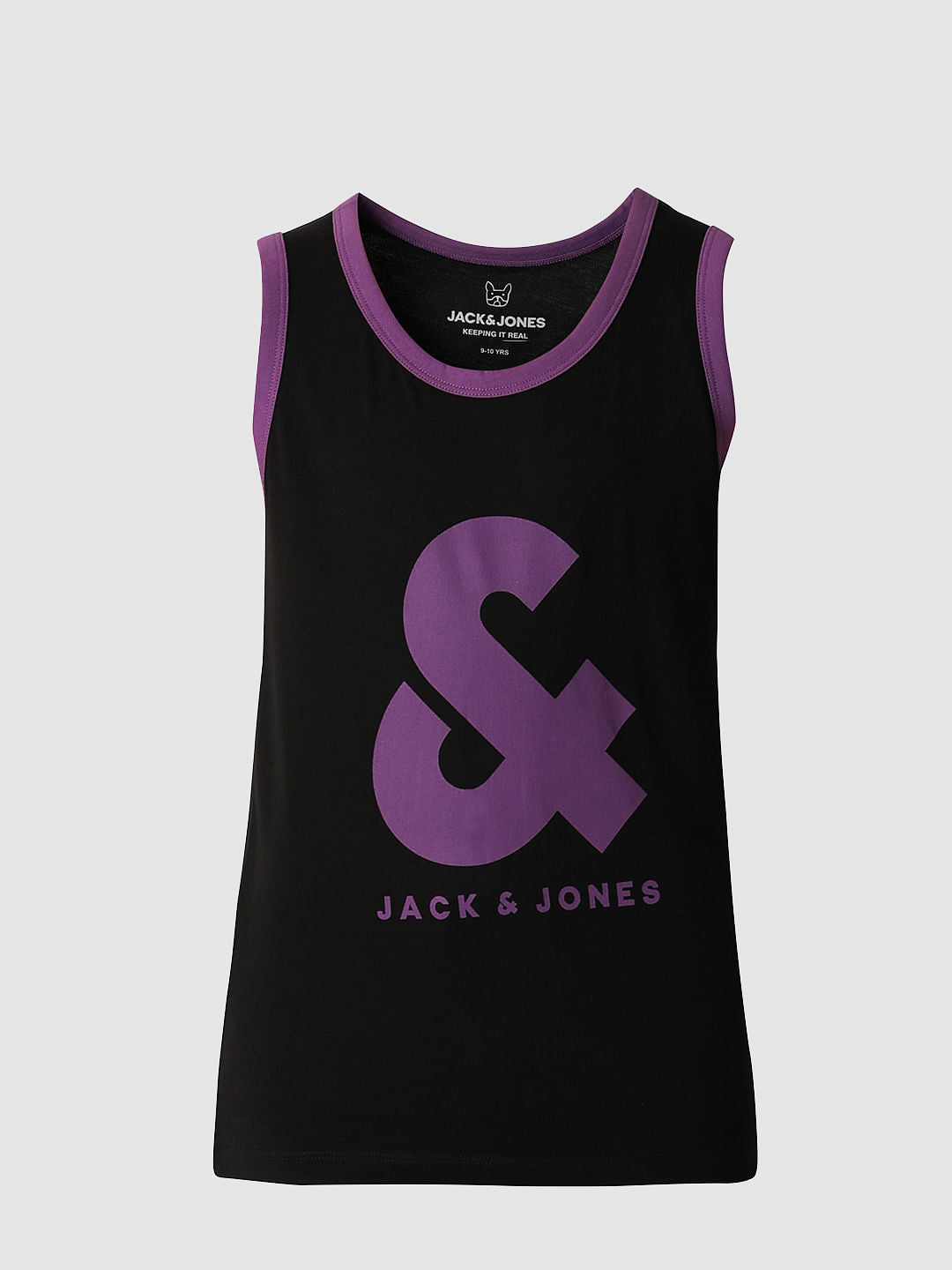 Boys Black Logo Print Sleeveless T-shirt