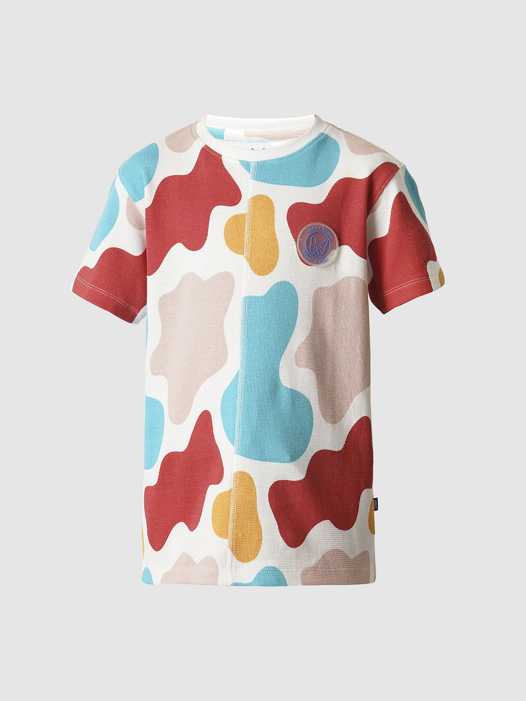 Boys White Colourblocked Co-ord Set T-shirt