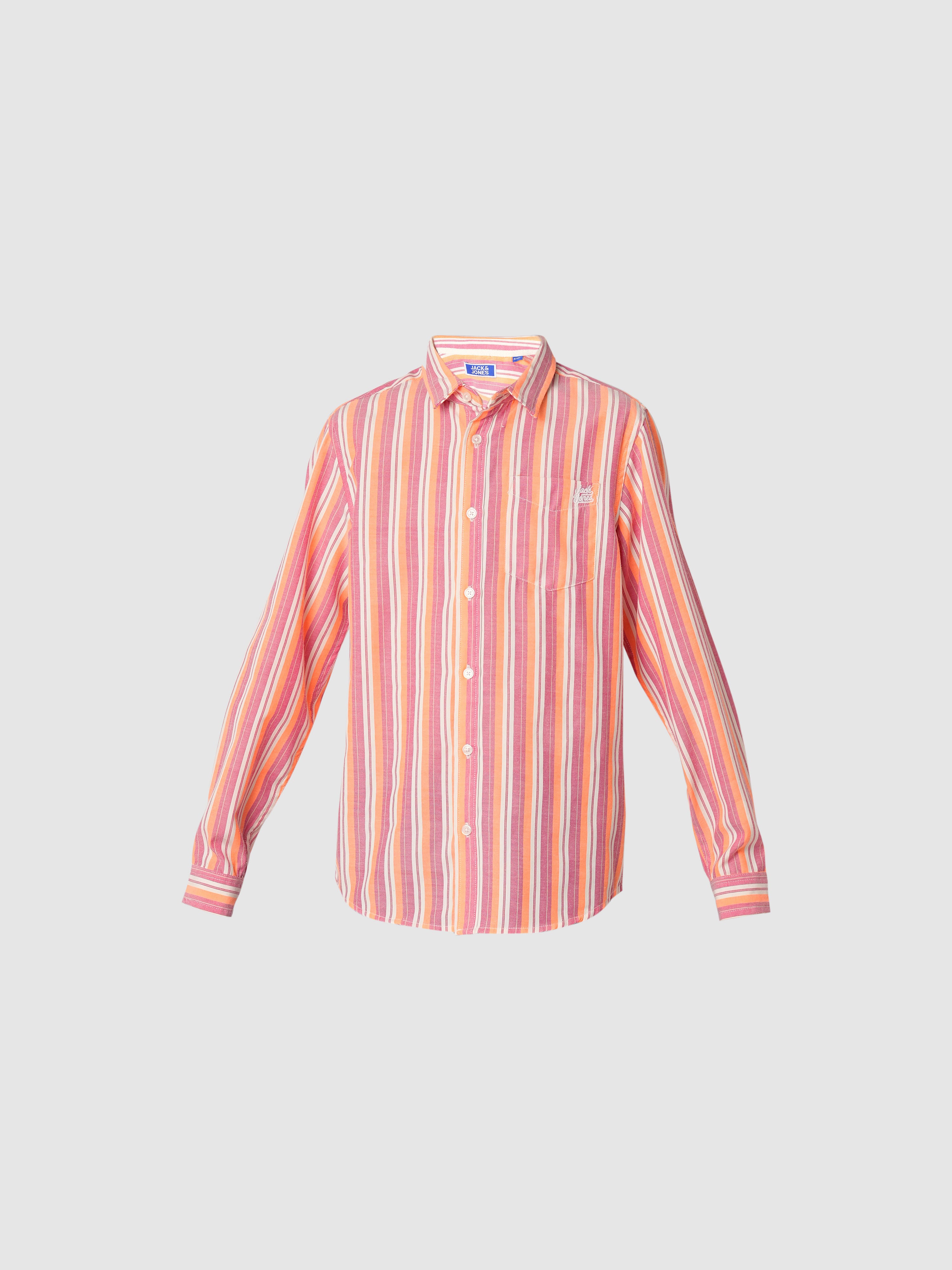 Peach Striped Full Sleeves Shirt