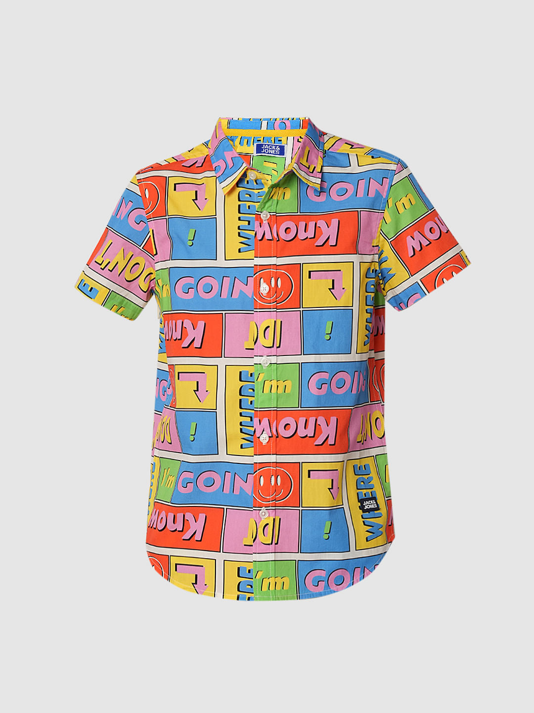 Boys Yellow Printed Co-ord Set Shirt