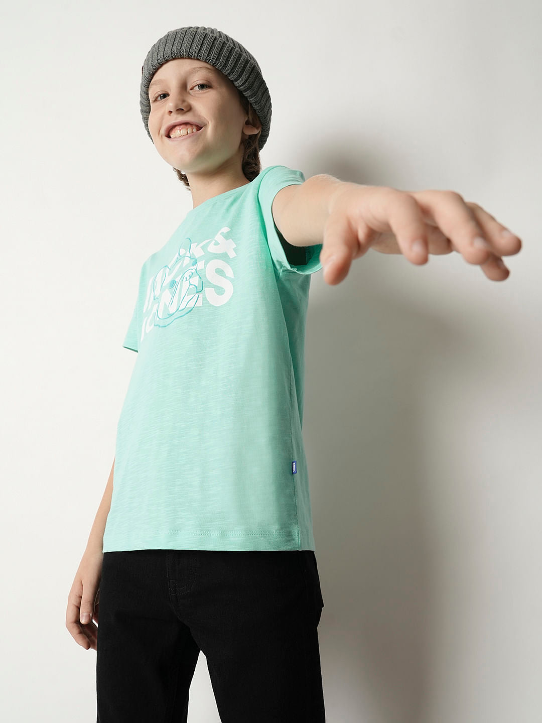 Boys Blue Logo Print Crew Neck T-shirt