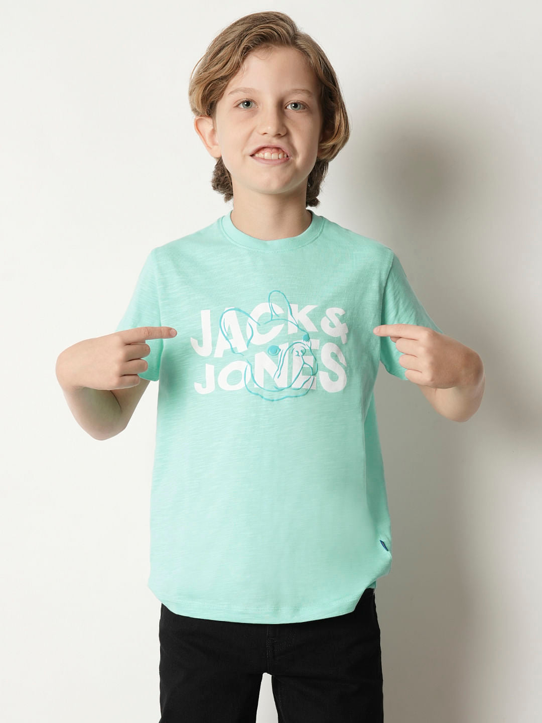 Boys Blue Logo Print Crew Neck T-shirt