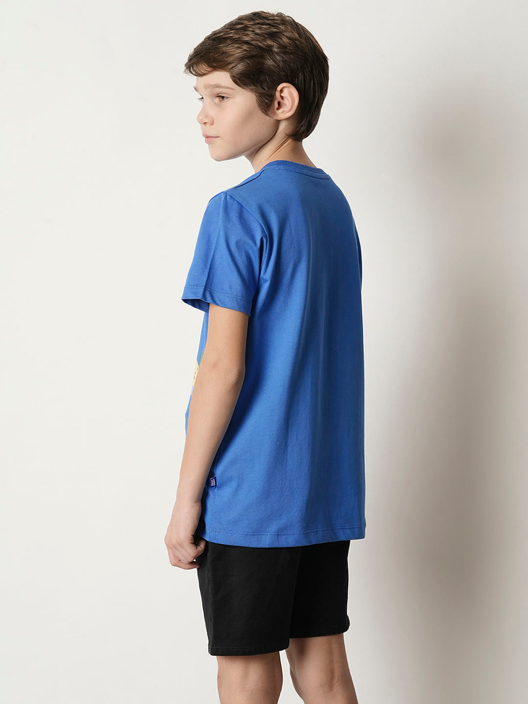 Boys Blue Sequined Graphic T-shirt