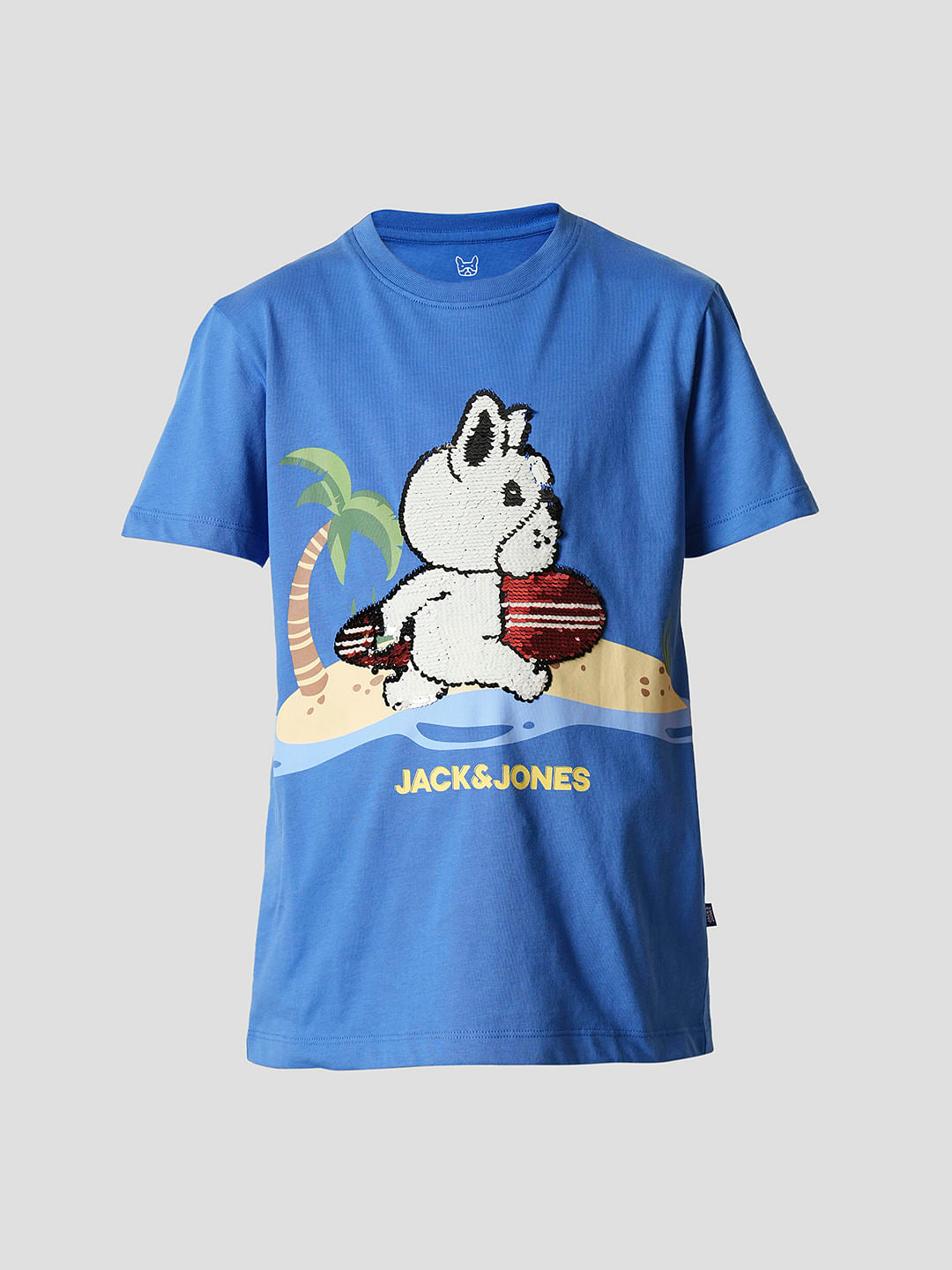 Boys Blue Sequined Graphic T-shirt