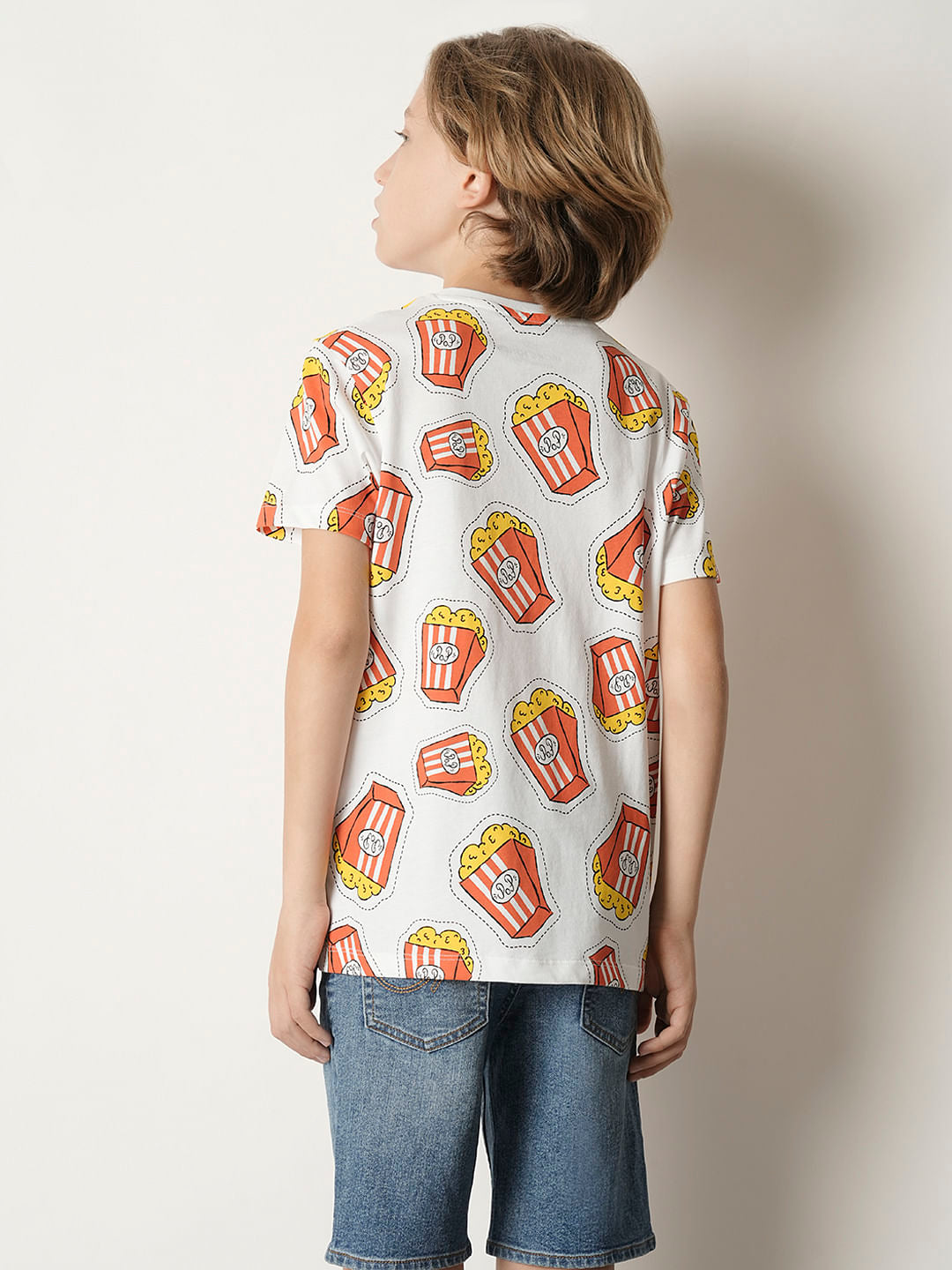 Boys Light Pink Printed Crew Neck T-shirt