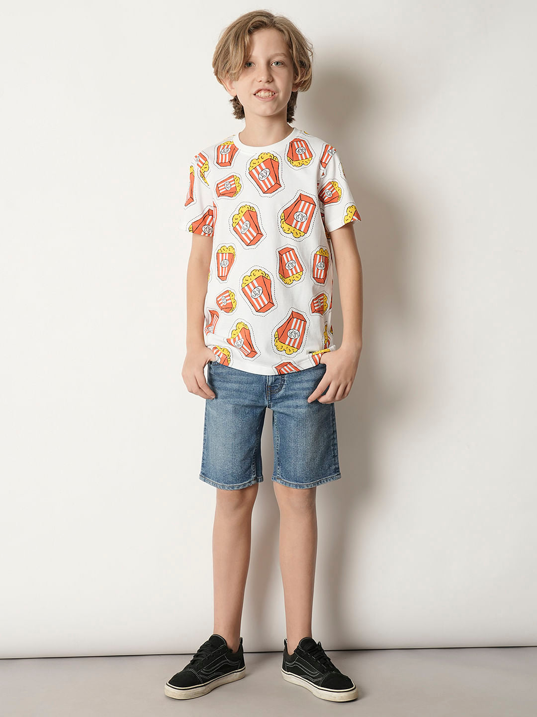 Boys Light Pink Printed Crew Neck T-shirt