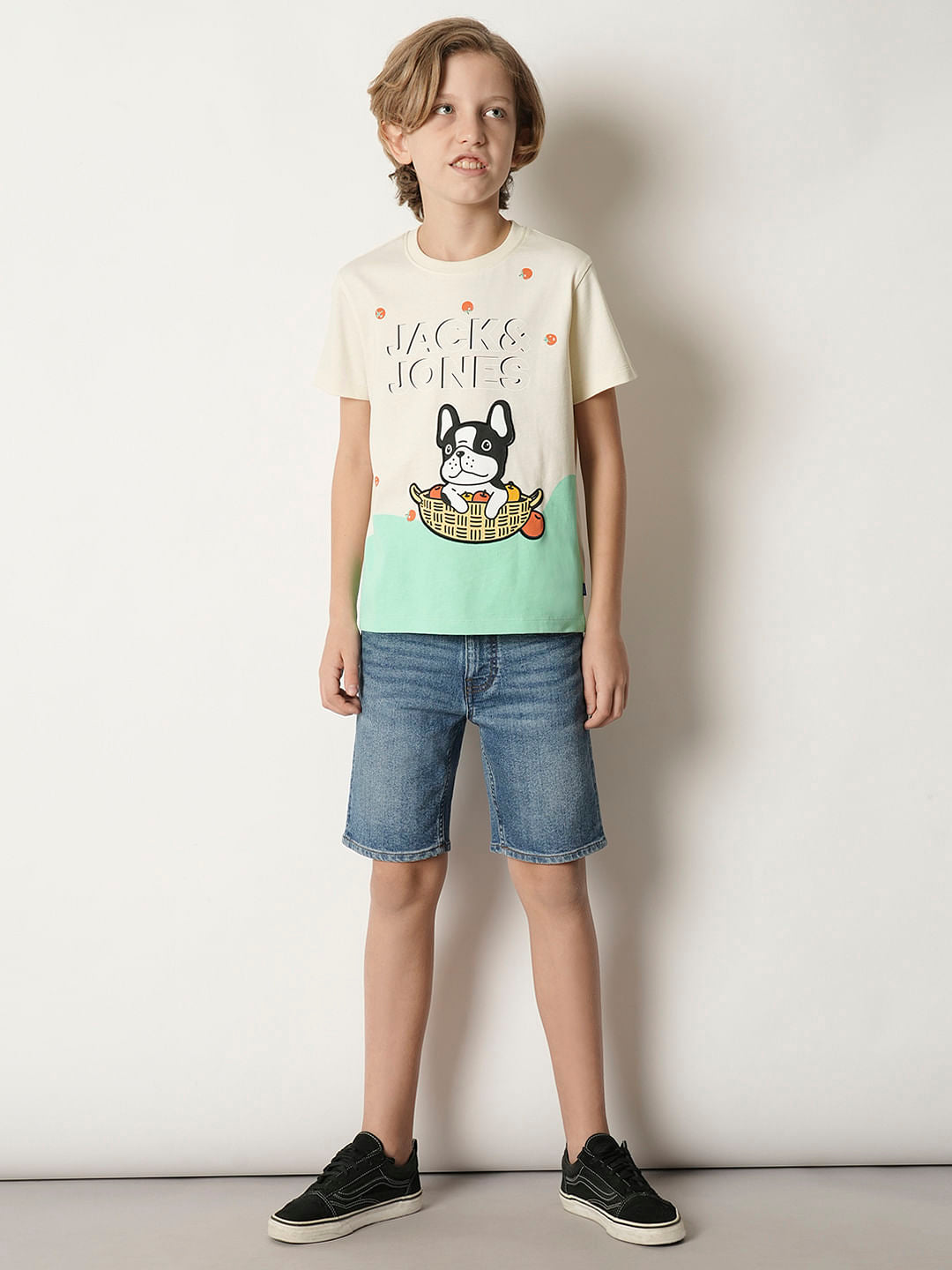 Boys Beige Colourblocked Crew Neck T-shirt
