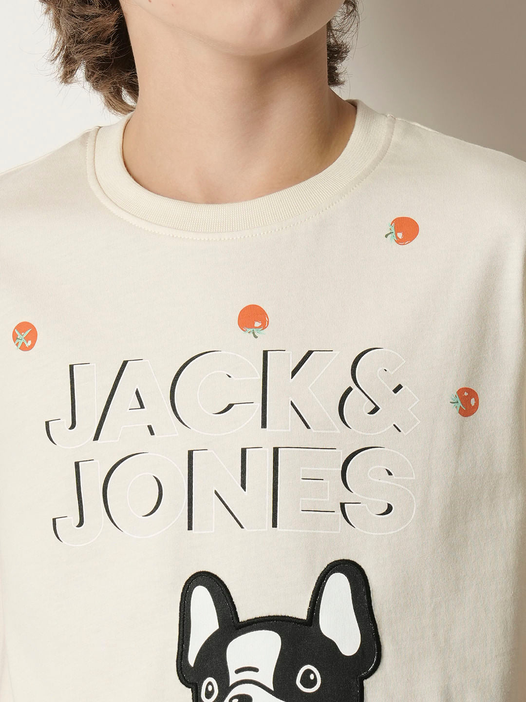 Boys Beige Colourblocked Crew Neck T-shirt