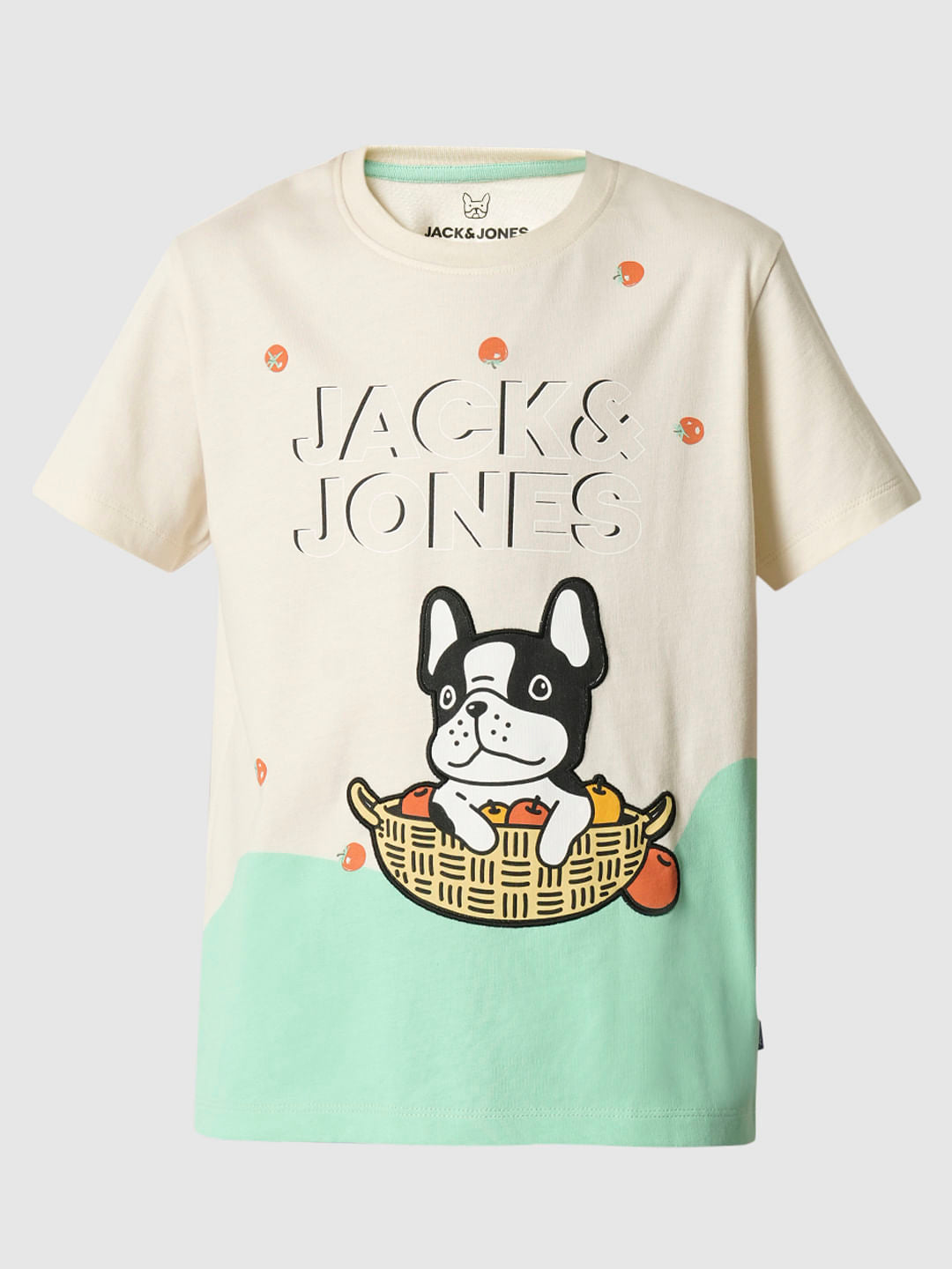 Boys Beige Colourblocked Crew Neck T-shirt