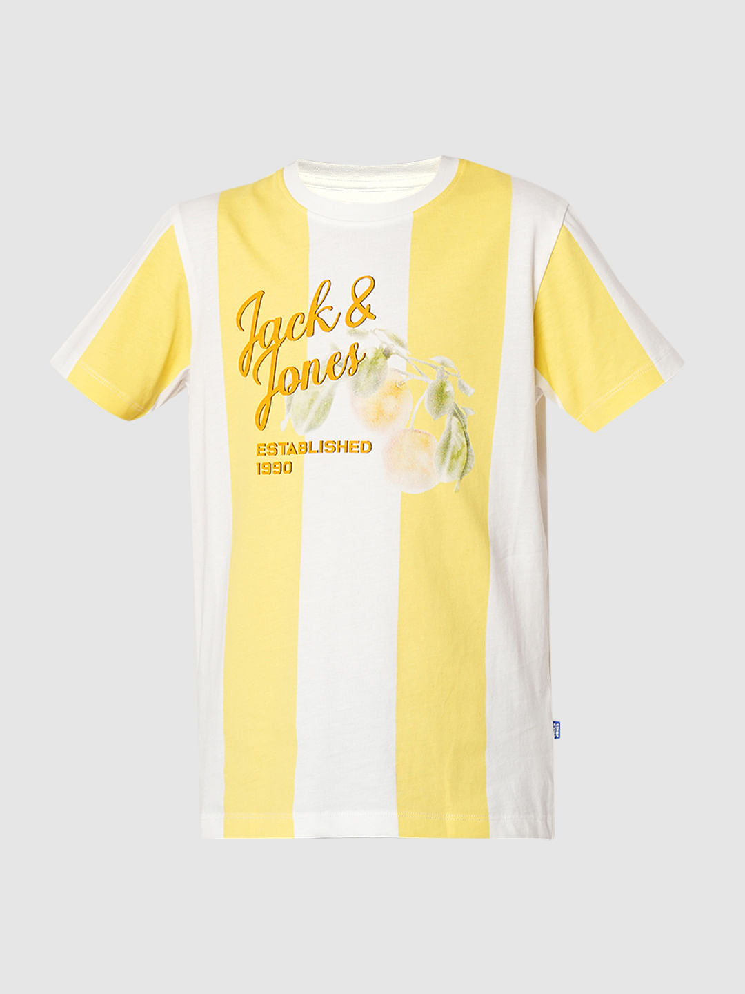 Boys Yellow Colourblocked Crew Neck T-shirt