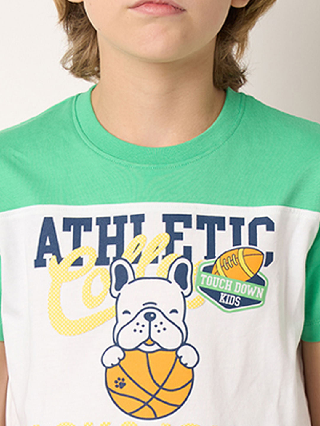 Boys Green Colourblocked Co-ord Set T-shirt