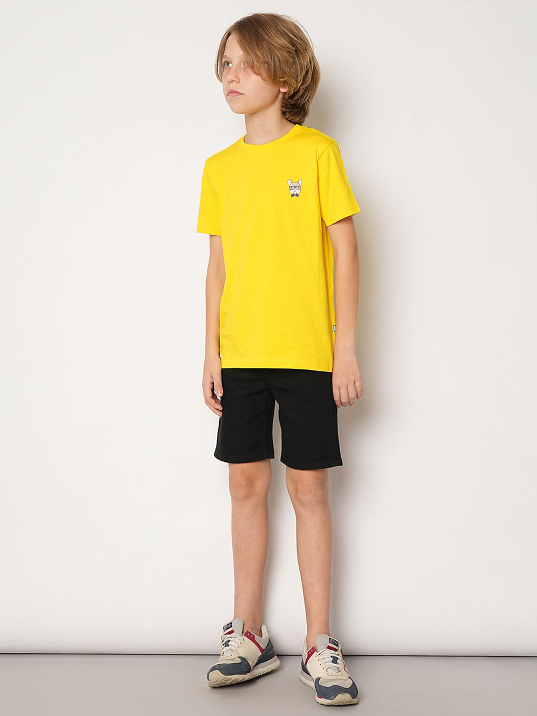 Boys Yellow Doggo Logo Print T-shirt