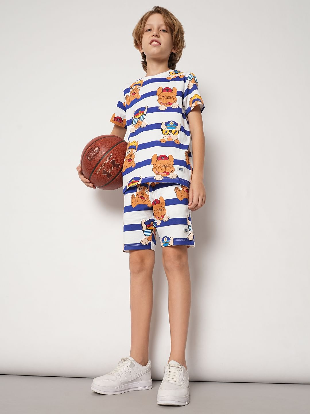 Boys Blue Striped Co-ord Set T-shirt - 4/5Y