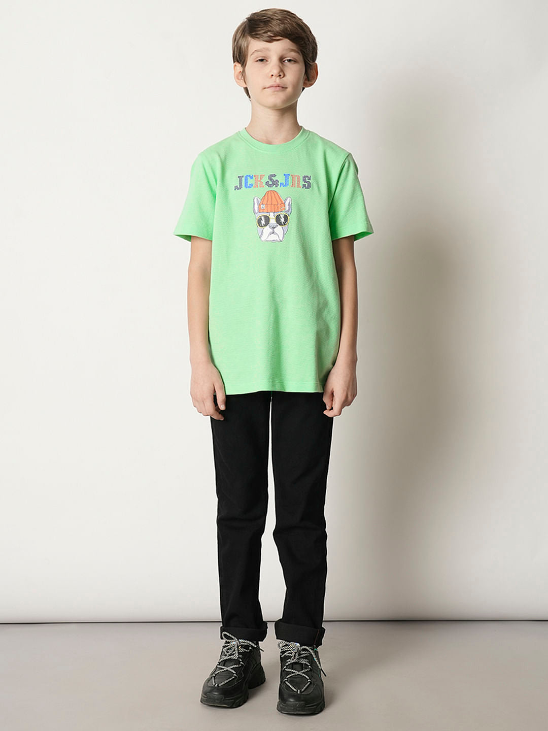 Boys Green Dot Embroidered T-shirt