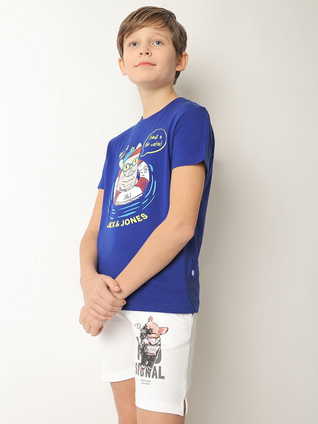 Boys Blue Graphic Print T-shirt